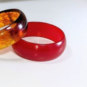 Bakelite 1940s Red Cherry Tomato Chunky Antique Bangle Bracelet